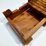 Secret Wooden Box with Hidden compartment, handcrafted Moroccan Thuya burl wood box, showcasing intricate design.